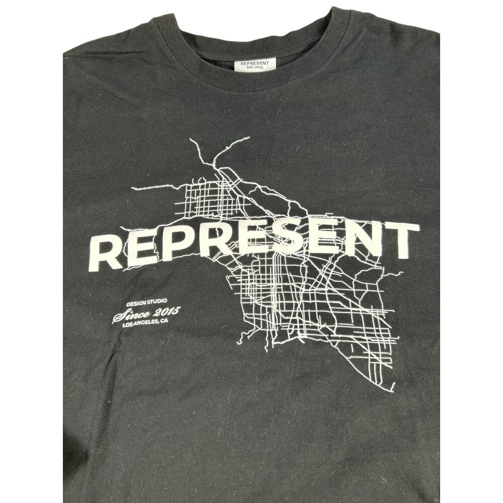 Represent Los Angeles Black Long Sleeve Shirt Sz XL Graphic Streetwear White Map